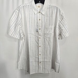Marine Layer SS Hemp Tencel Shirt Mini Blue Stripe Medium